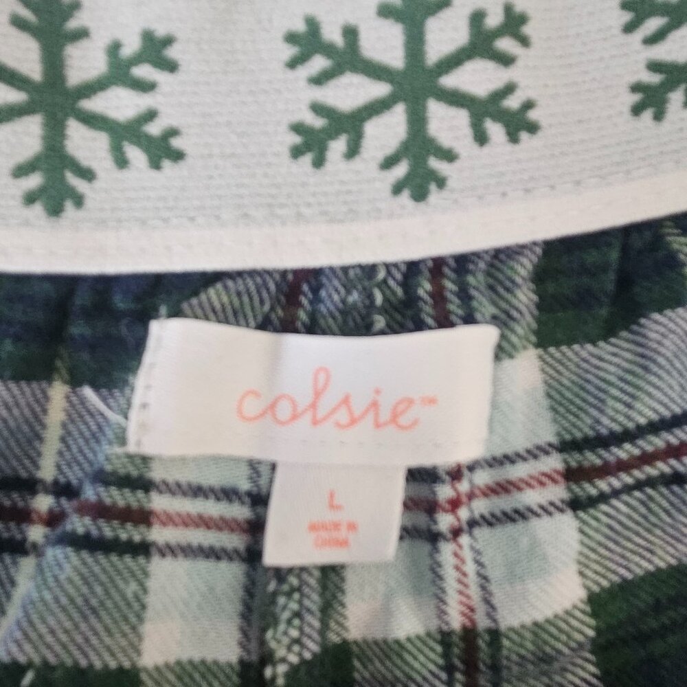 Colsie Blue Green Plaid Large Casual Pajama Shorts - Picture 4 of 6